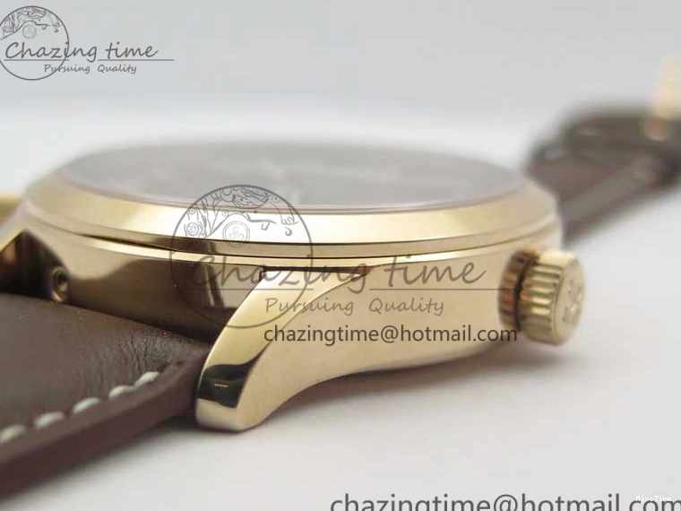 MIROTIME 0423 Calatrava 5524R Pilot Travel Time RG GRF Brown Dial on Brown Leather Strap MIYOTA TopPick 7155